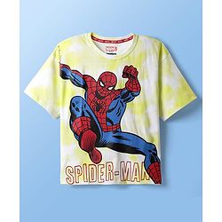 Pine Kids Marvel Single Jersey Knit Half Sleeves Oversized T-Shirt with Spider Man Graphics - Neon Green