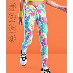 Pine Active Full Length Super Stretch Leggings Tropical Print - Blue