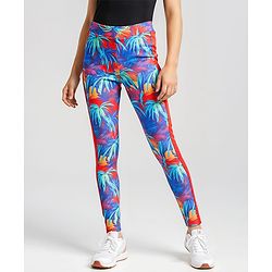 Pine Active Full Length Super Stretch Leggings Tropical Print - Red