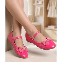 Pine Kids Clip Closure Solid Coloured Ballerina With Bow Applique - Fuchsia
