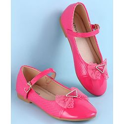 Pine Kids Clip Closure Solid Coloured Ballerina With Bow Applique - Fuchsia
