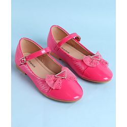 Pine Kids Clip Closure Solid Coloured Ballerina With Bow Applique - Fuchsia
