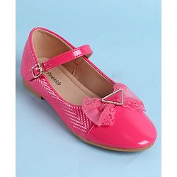 Pine Kids Clip Closure Solid Coloured Ballerina With Bow Applique - Fuchsia
