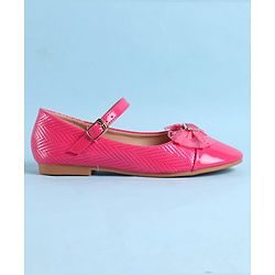 Pine Kids Clip Closure Solid Coloured Ballerina With Bow Applique - Fuchsia