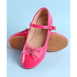 Pine Kids Clip Closure Solid Coloured Ballerina With Bow Applique - Fuchsia