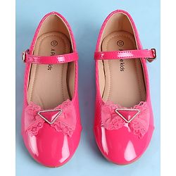 Pine Kids Clip Closure Solid Coloured Ballerina With Bow Applique - Fuchsia