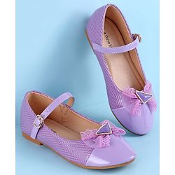 Pine Kids Clip Closure Solid Coloured Ballerina With Bow Applique - Purple