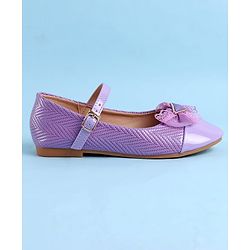 Pine Kids Clip Closure Solid Coloured Ballerina With Bow Applique - Purple