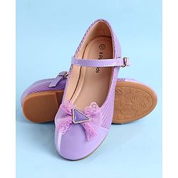 Pine Kids Clip Closure Solid Coloured Ballerina With Bow Applique - Purple