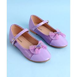 Pine Kids Clip Closure Solid Coloured Ballerina With Bow Applique - Purple