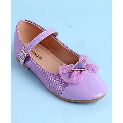 Pine Kids Clip Closure Solid Coloured Ballerina With Bow Applique - Purple