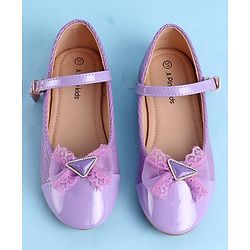 Pine Kids Clip Closure Solid Coloured Ballerina With Bow Applique - Purple
