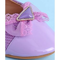 Pine Kids Clip Closure Solid Coloured Ballerina With Bow Applique - Purple