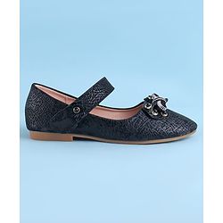 Pine Kids Velcro Closure Ballerina With Bow Applique - Black