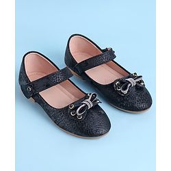 Pine Kids Velcro Closure Ballerina With Bow Applique - Black