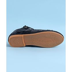 Pine Kids Velcro Closure Ballerina With Bow Applique - Black
