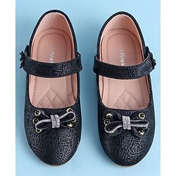 Pine Kids Velcro Closure Ballerina With Bow Applique - Black