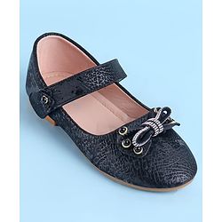 Pine Kids Velcro Closure Ballerina With Bow Applique - Black