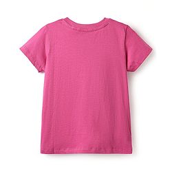 Pine Kids Cotton Knit Half Sleeves T-Shirt with Girl Print - Fuchsia