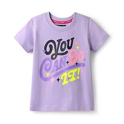 Pine Kids Cotton Knit Half Sleeves T-Shirt with Text Print - Lavender