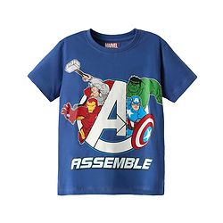 Pine Kids Marvel Single Jersey Knit Half Sleeves T-Shirt with Avengers Graphics - Navy Blue