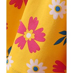 Pine Kids Cotton Knit Sleeveless Frock with Floral Print - Yellow