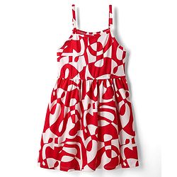 Pine Kids Cotton Knit Sleeveless Printed Frock - Red
