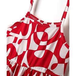 Pine Kids Cotton Knit Sleeveless Printed Frock - Red