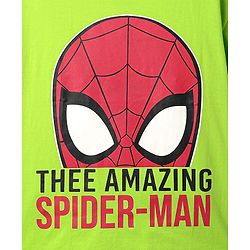 Pine Kids Marvel Single Jersey Knit  Oversized Drop Shoulder Half Sleeve T-Shirt With Badge Detaling And Spider-Man Graphics - Neon Green