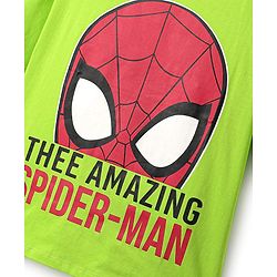 Pine Kids Marvel Single Jersey Knit  Oversized Drop Shoulder Half Sleeve T-Shirt With Badge Detaling And Spider-Man Graphics - Neon Green