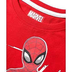 Pine Kids Marvel Single Jersey Knit Half Sleeves T-Shirt with Spider-Man Graphics - Red