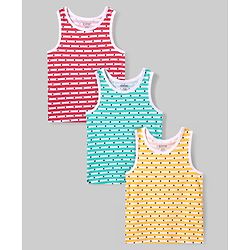 Pine Kids Cotton Lycra Knit Sleeveless Vest with Star Print Pack of 3 - (Colour May Vary)
