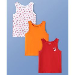 Pine Kids Cotton Lycra Knit Sleeveless Sando Vests With Football Print Pack of 3 (Color May Vary)