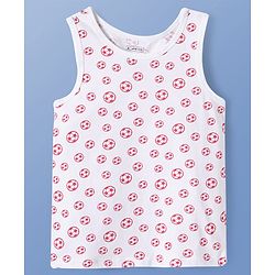 Pine Kids Cotton Lycra Knit Sleeveless Sando Vests With Football Print Pack of 3 (Color May Vary)