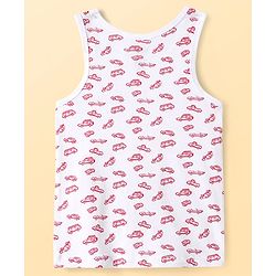 Pine Kids Cotton Lycra Knit Sleeveless Vests with Stripes & Cars Print (Colour May Vary)