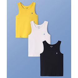 Pine Kids Cotton Lycra Knit Sleeveless Solid Sando Vests Pack of 3 (Color May Vary)