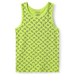 Pine Kids Cotton Lycra Knit Sleeveless Vests with Stripes & Gaming Controller Print Pack of 3 (Colour May Vary)