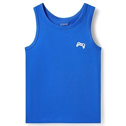 Pine Kids Cotton Lycra Knit Sleeveless Vests with Stripes & Gaming Controller Print Pack of 3 (Colour May Vary)