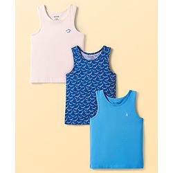 Pine Kids Cotton Lycra Knit Sleeveless  Vests With Aeroplane Print Pack of 3 (Color May Vary)