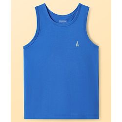 Pine Kids Cotton Lycra Knit Sleeveless Vest with Logo Print Pack of 3 (Colour May Vary)