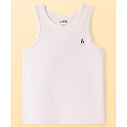 Pine Kids Cotton Lycra Knit Sleeveless Vest with Logo Print Pack of 3 (Colour May Vary)
