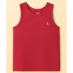 Pine Kids Cotton Lycra Knit Sleeveless Vest with Logo Print Pack of 3 (Colour May Vary)