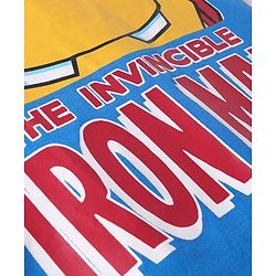 Pine Kids Marvel Single Jersey Knit Half Drop Shoulder Sleeves Oversized T-Shirt with Iron Man Graphics - Blue
