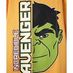 Pine Kids Marvel Single Jersey Knit Half Drop Shoulder Sleeves Oversized T-Shirt with Avengers Graphics & Badge Detailing - Yellow