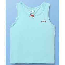 Pine Kids Cotton Lycra Knit Sleeveless Heart Printed & Solid Coloured Vests Pack Of 3 - Light Blue Red & White