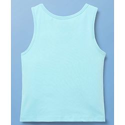 Pine Kids Cotton Lycra Knit Sleeveless Heart Printed & Solid Coloured Vests Pack Of 3 - Light Blue Red & White