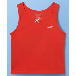 Pine Kids Cotton Lycra Knit Sleeveless Heart Printed & Solid Coloured Vests Pack Of 3 - Light Blue Red & White