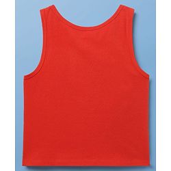 Pine Kids Cotton Lycra Knit Sleeveless Heart Printed & Solid Coloured Vests Pack Of 3 - Light Blue Red & White