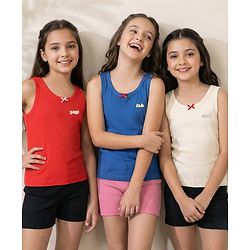 Pine Kids Cotton Lycra Knit Sleeveless Vests With Text Print Pack Of 3 (Colour May Vary)