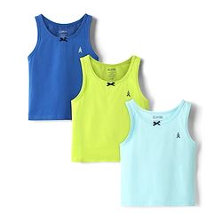 Pine Kids Cotton Lycra Knit Sleeveless Solid Colour Vests Pack Of 3 (Colour May Vary)